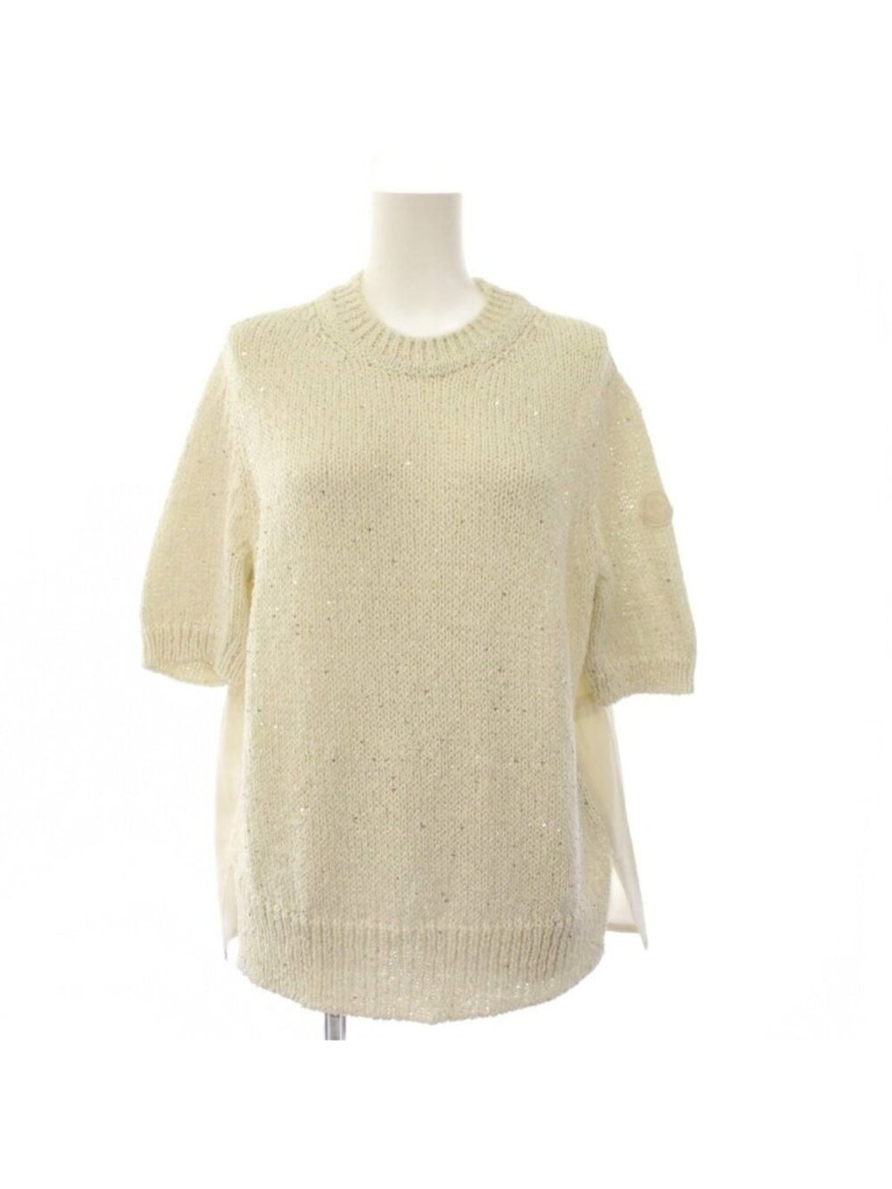 Moncler Girocollo Tricot Crew Neck Knit Top Sequins White Sweater M